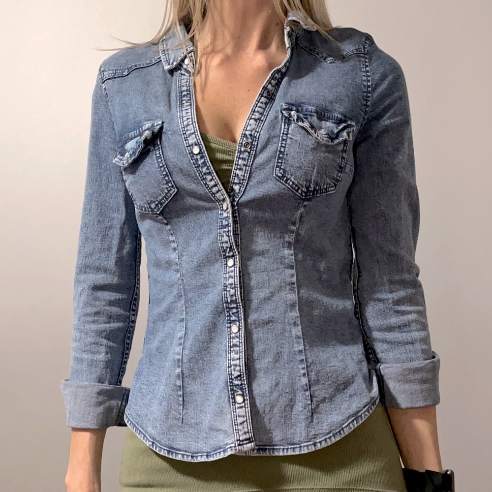 Divided Light Blue Denim Button-Up Shirt